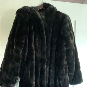 Faux fur coat with hood